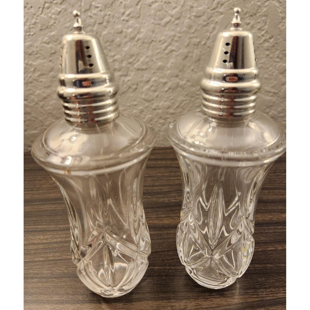 GORHAM LADY ANNE 6.5" CRYSTAL SALT AND PEPPER SHAKER SET